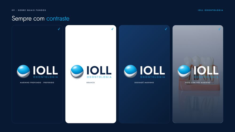Página do manual com a logo sobre diferentes fundos