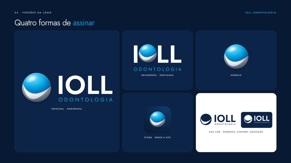 Página do manual com as quatro versões da logo da IOLL